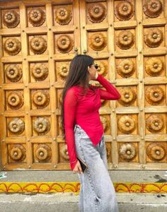 Chic Red ♥️ 🍒 haiMesh Top with Asymmetrical