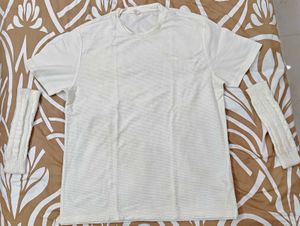 Y2K Cream Tee &amp; Knit Arm Warmers | L