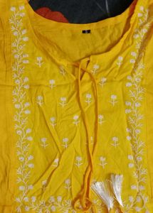 Yellow Embroidered Kurta
