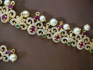 one gram gold neckset with cz stones