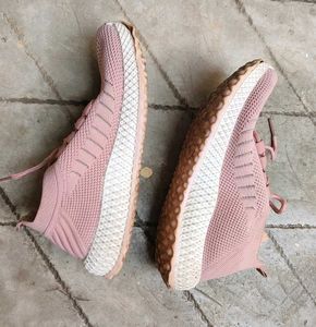 Pink Lace-Up Sneakers