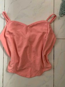 Cute Peach heart shape neck Camisole Top