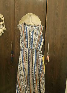 Boho Striped Sleeveless Maxi Dress