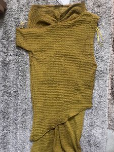 Zara gathered textured skirt and top