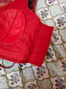 Stunning Red Beads Moti Hand Embroidered Blouse