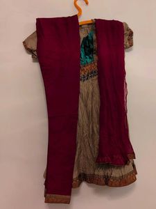 Velvety Cute Ethnic Girls Dress Set