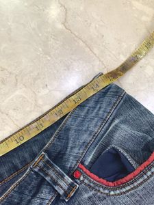Blue Flare Jeans with Red Trim