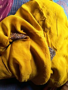 Elegant mustard Saree with Intricate Border