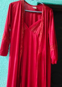 Red Satin two piece nighty