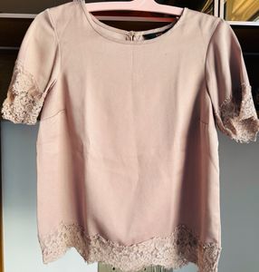 Elegant Lace Trim Satin Top