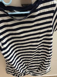 Striped Knot-Front T-Shirt