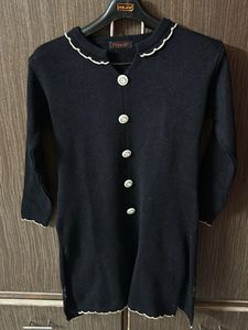 Black Button-Down Cardigan