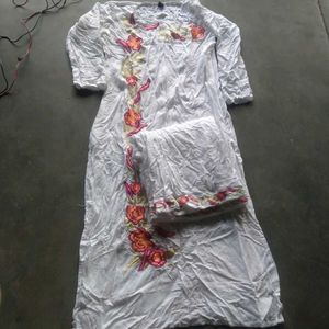 Embroidered White Kurta Set