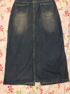 Vintage Wash Denim Maxi Skirt