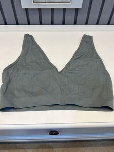 Ribbed V-Neck Bralette Top, L size