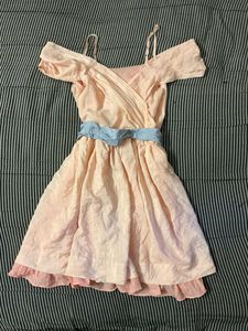 Cute Pink Dress with Blue Sash