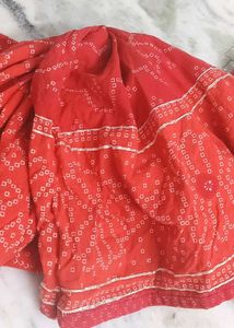 Vibrant Red Bandhani Print Skirt