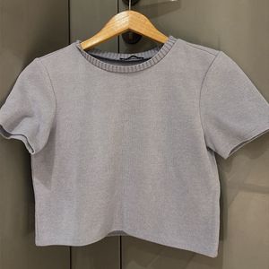 ZARA Lavender Cropped Knit Top