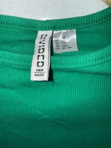 Green Ribbed Crop Top