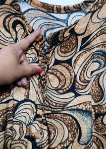 Brown Printed Winter Kurta For Girl Or Woman