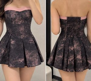 Strapless Pleated Mini Dress