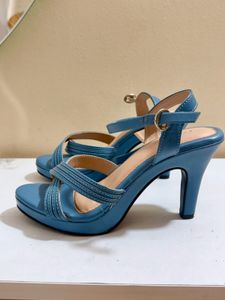 Blue Strappy Platform Heels
