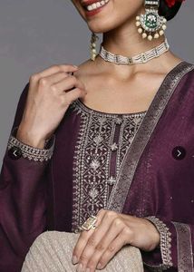 Elegant Plum Kurta Set with Dupatta