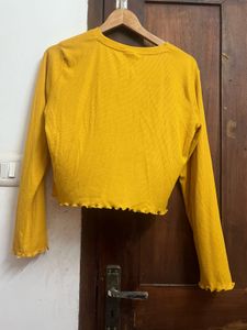 Yellow Cropped Long Sleeve Top
