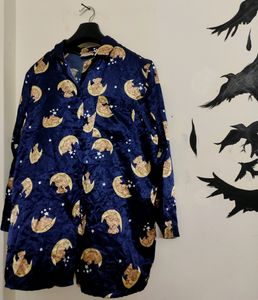 Satin Night Suit In Blue Color