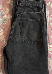 Wide Leg Black Denim Jeans