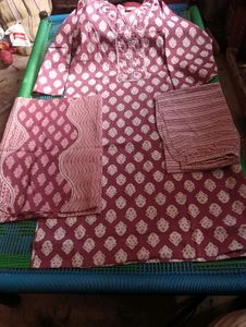 Elegant Purple Printed Kurta Set