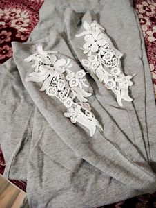 Gray Lace Detail Leggings