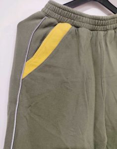 Olive Green Wide Leg Track Pants
