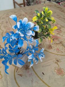 Artificial Blue &amp; Yellow Plants Set