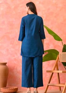 Elegant Navy Blue Embroidered Kurta Set