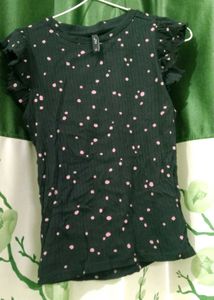 Cute Polka Dot Flutter Sleeve body fitted  Top