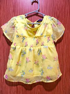 Yellow Floral Smocked Top