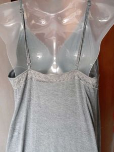 Grey Lace Trim Slip Dress