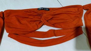 Mermaid Orange Off-Shoulder cropTop