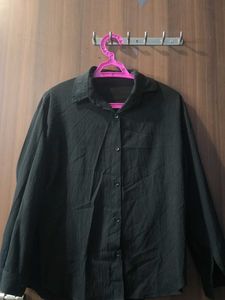Classic Black Textured Button-Up Shirt
