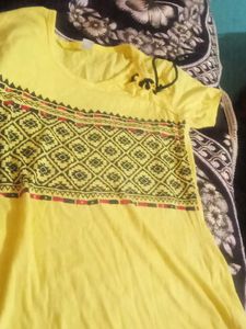Bright Yellow Graphic Print Top