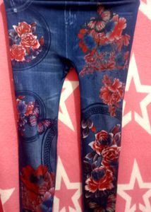 Floral Print Denim Leggings
