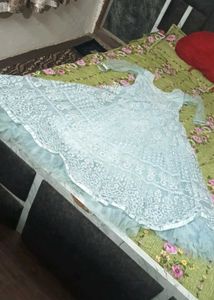 Elegant Blue Embroidered Gown