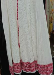 White Chikankari Kurta with Red Embellishments