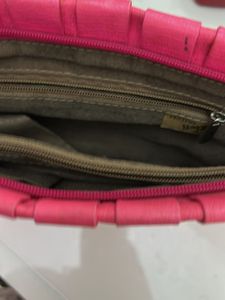 Bright Pink Woven Clutch