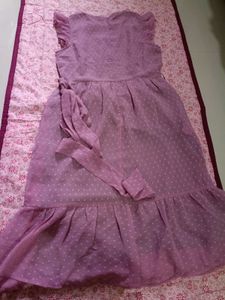 Purple Polka Dot Ruffle Dress