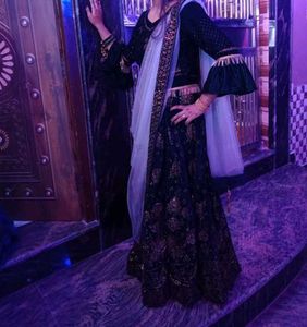 Emerald geen velvet lehenga choli