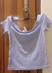 Light Purple Off-Shoulder Ribbed Top
