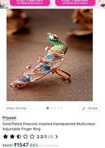 Priyaasi Peacock Finger Ring