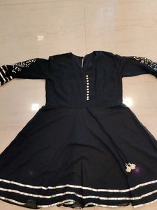 Elegant Black Kurta Set with Silver Embellishments